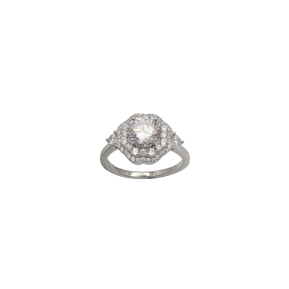 Zirconia Engagement Ring  (Silver & Yellow Silver)