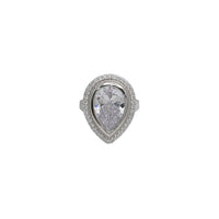 Pear Cut Halo Zirconia Engagement Ring (Silver)