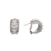 White Marquise Fancy Omega Back Earrings (Silver)