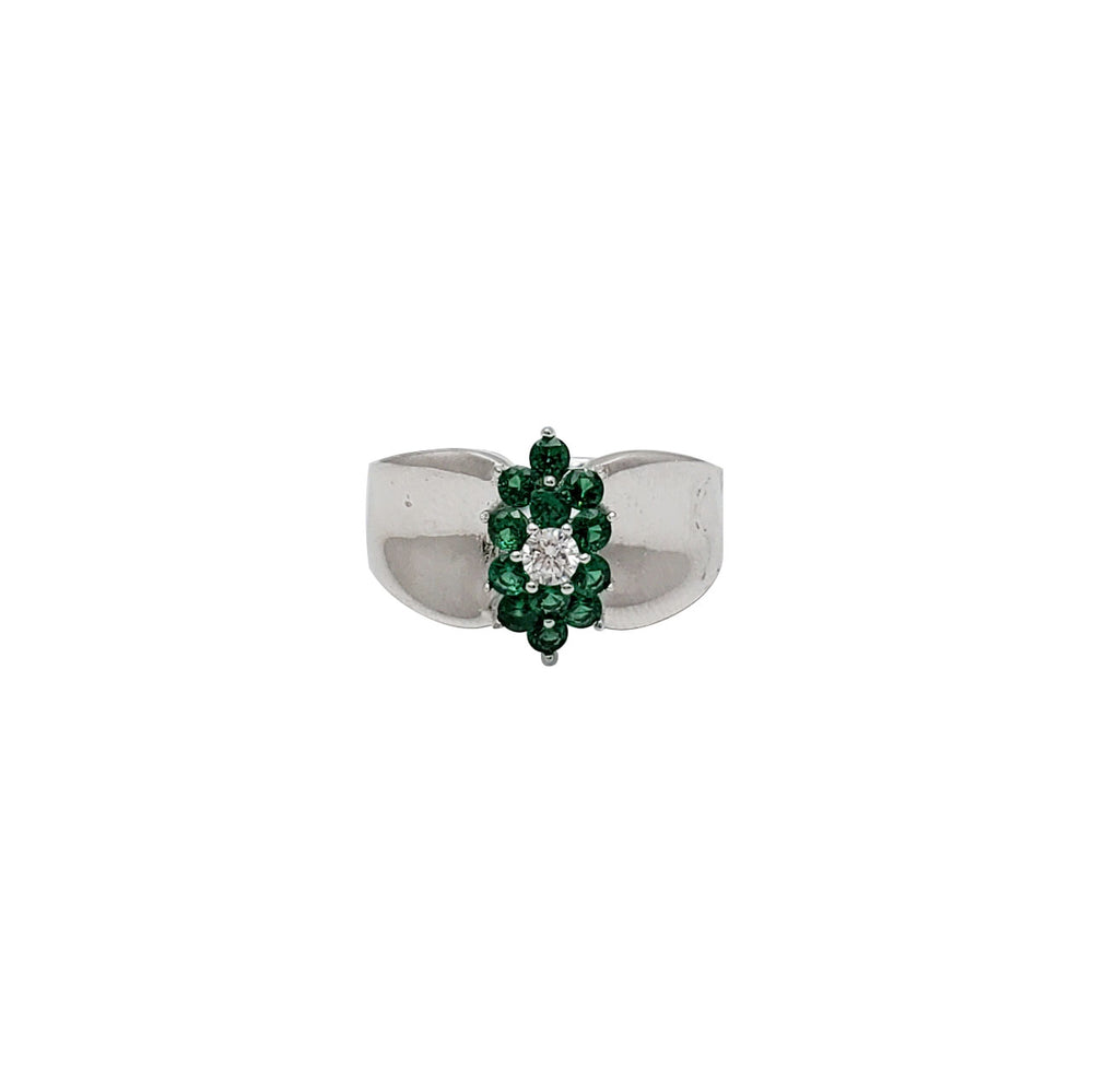 Green Zirconia Flower Lady Ring (Silver)