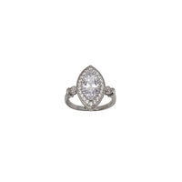 Marquise Cut Halo Zirconia Engagement Ring (Silver)