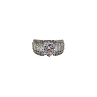 Zirconia Round Shaped Fancy Engagement Ring (Silver)