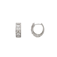 Zirconia Fancy Huggie Earring (Silver, Yellow Silver)