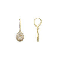 Pear-Shaped Baguette Zirconia Dangle Earrings (Yellow Silver)