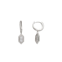 Zirconia Baguetter Dangle Earrings (Silver)