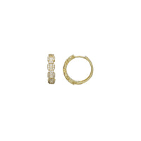 Zirconia Baguette Huggie Earring (Yellow Silver)