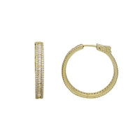 Zirconia Baguette Fancy Hoop Earrings (Silver & Yellow Silver)