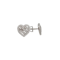 Zirconia  Heart Stud Earrings (Silver)