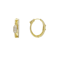 Zirconia Baguette Fancy Hoop Earring (Yellow Silver)
