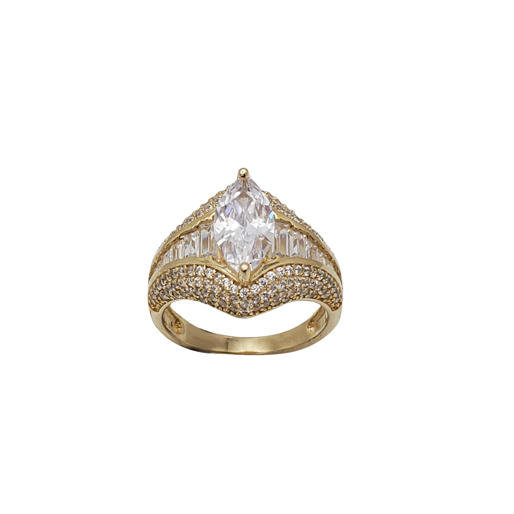 Marquise Fancy Zirconia Engagement Ring (Yellow Silver)
