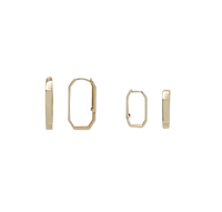Rectangular Oval Plain Hinged Huggie Earrings (14K)