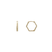 Hexagon Plain Hinged Huggie Earrings (14K)