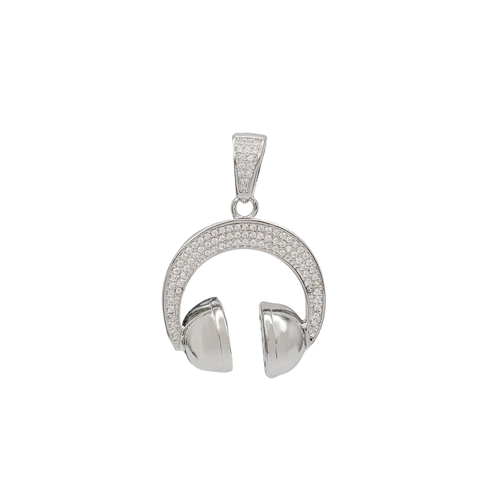 Iced-Out Headphones Pendant (Silver)