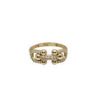 Zirconia Link Chain Fancy Ring (14K)