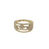 Zirconia Triple Flower Fancy Ring (14K)