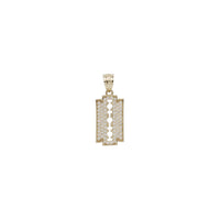 Iced-Out Zirconia Razor Blade Pendant (14K)