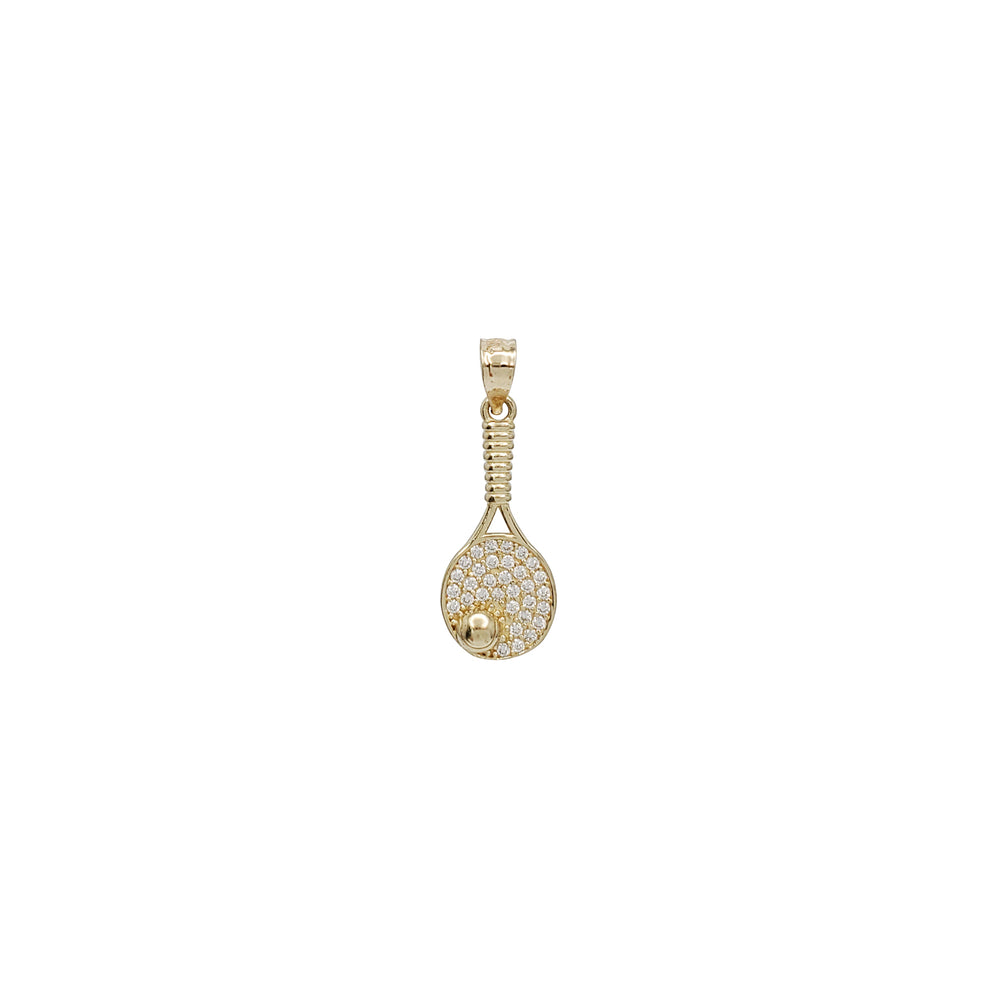 Buzlu Zirkon Tennis Raketkaları Kulonu (14K)