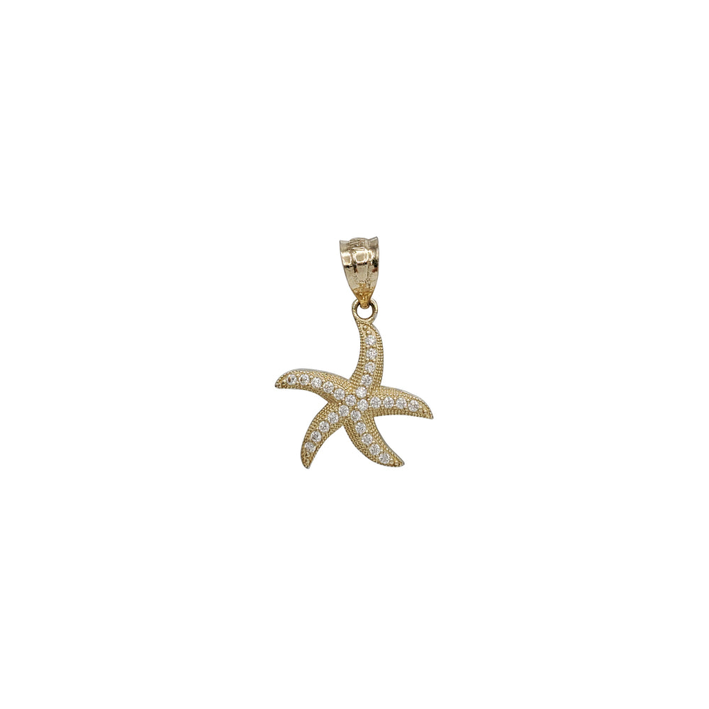 Buzlu Zirkoniyalı Dəniz Ulduzu Kulonu (14K)