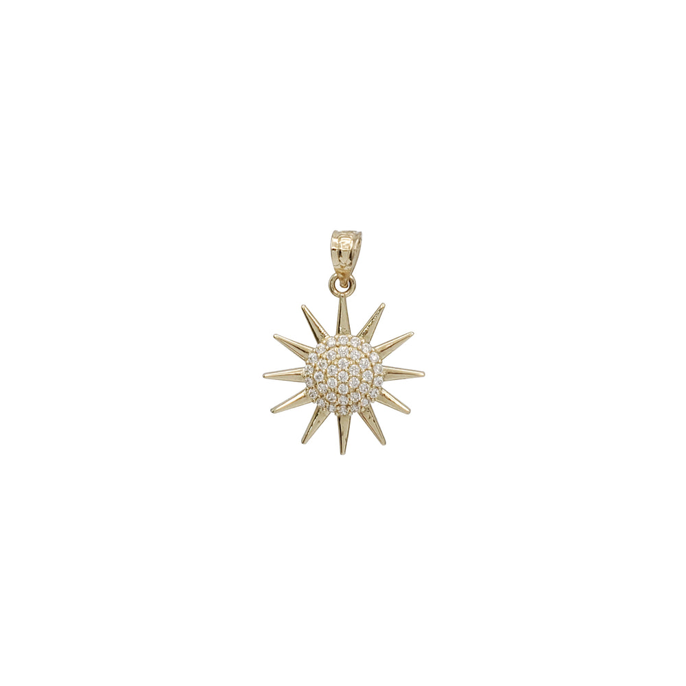 Buzlu Zirkon Günəş Kulonu (14K)