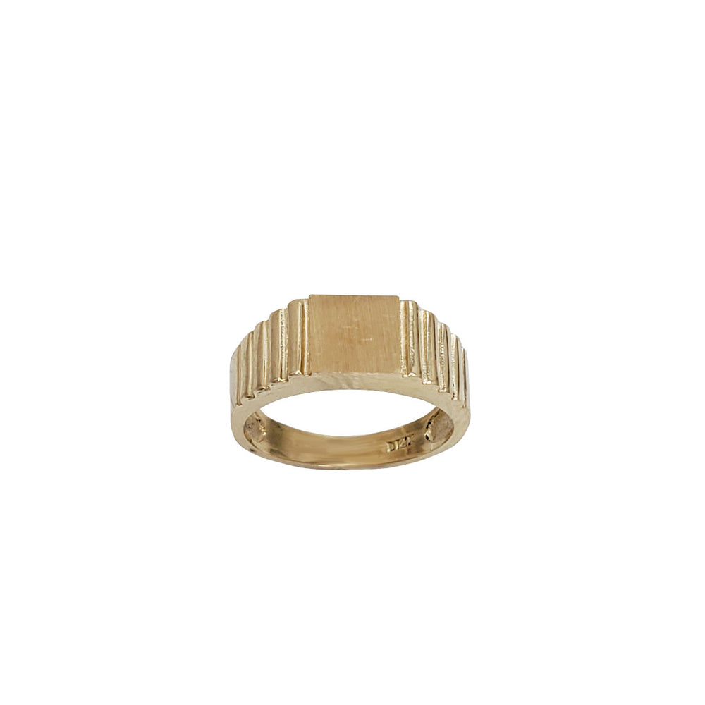 Baby-Sized/ Pinky Brush-Finish / Sand-Blast Square Signet Ring (14K)