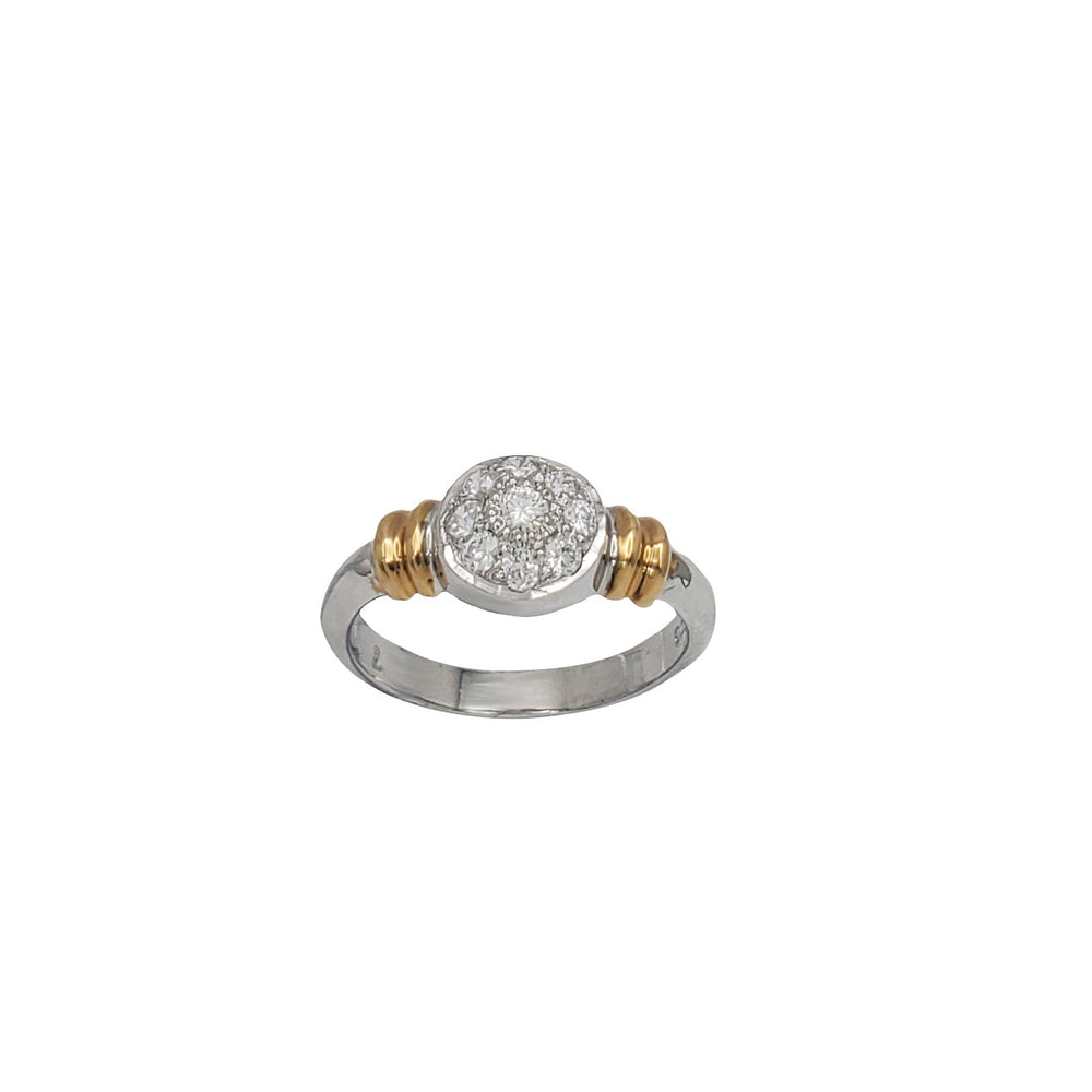 Two Tone Zirconia Lady Fancy Ring (Silver)