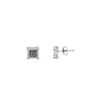 Black Zirconia Square Stud Earrings (Silver)