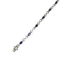 Blue Oval Zirconia Bowtie Fancy Bracelet (Silver)