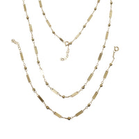 Flat Bar Diamond Cut Ball Station Bracelet & Chain Set (14K)