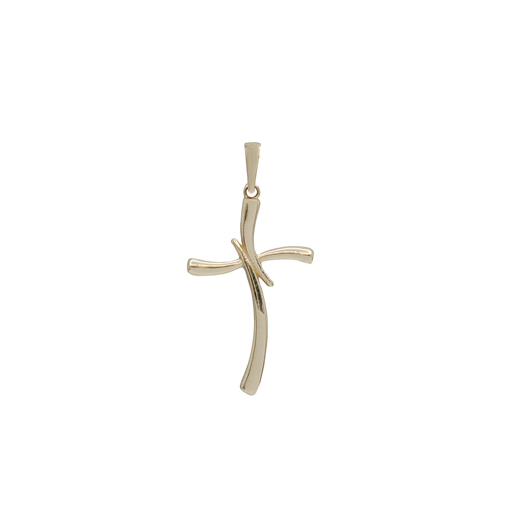 Plain Polished Bypass Cross Pendant (14K)