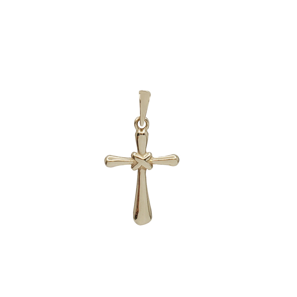 Plain Polished Cross Pendant With X Center (14K)