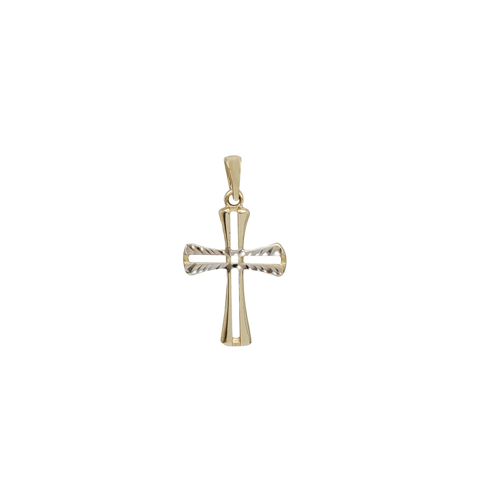 Two-Tone Dainty Cross Pendant (14K)