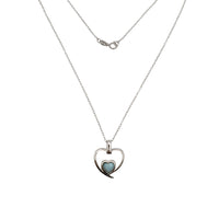 Blue Zirconia Heart Cable Necklace (Silver)