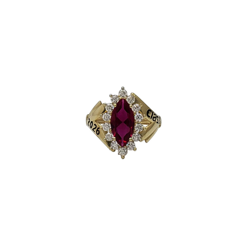 Birthstone Marquise Cut Class of 2026 Graduation Ring (14K)
