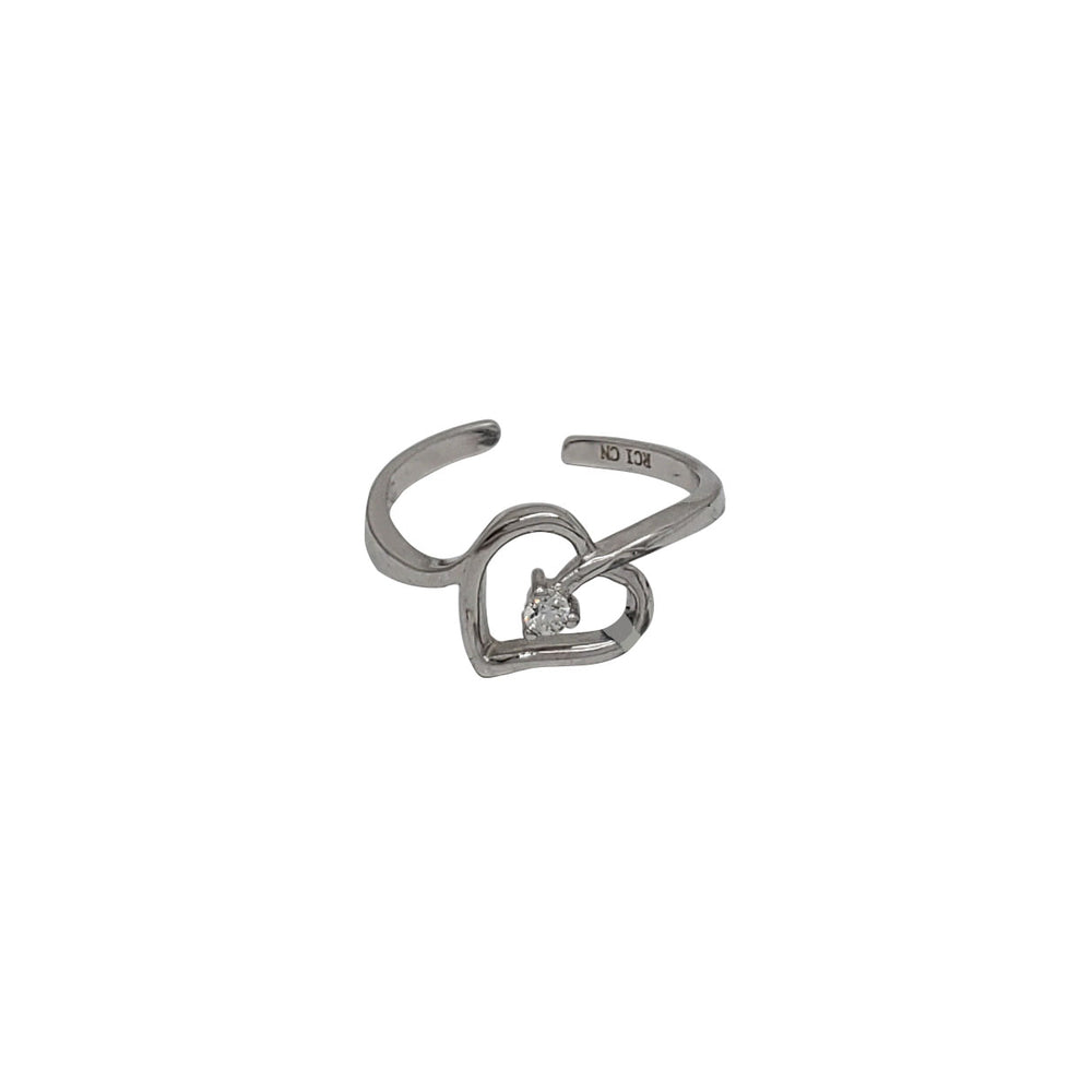 Zirconia Heart Toe Ring (Silver)