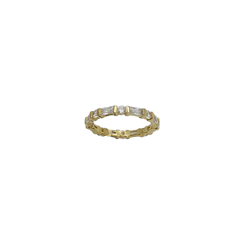 All Around Iced Out Zirconia Fancy Ring (Yellow Silver)
