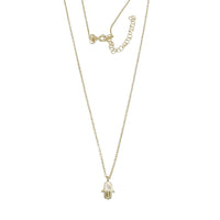 Zirconia Hamsa Necklace (Silver, Yellow Silver)
