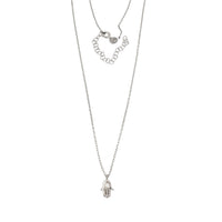 Zirconia Hamsa Necklace (Silver, Yellow Silver)