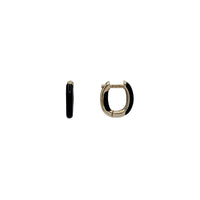 Black Enamel Oval Huggie Earring (Yellow Silver)