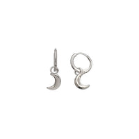 Dangling Plain Moon Earrings (Silver)