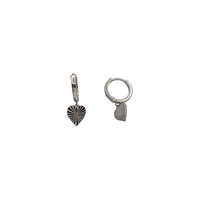 Dangling Diamond Cut Heart Earrings (Silver)