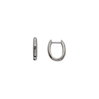 Plain Oval Huggie Hoop Earrings (Silver)