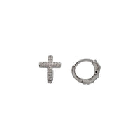 Pave Huggie CZ Cross Earrings (Silver)