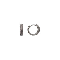 Pink Zirconia Pave Huggie Earrings (Silver)