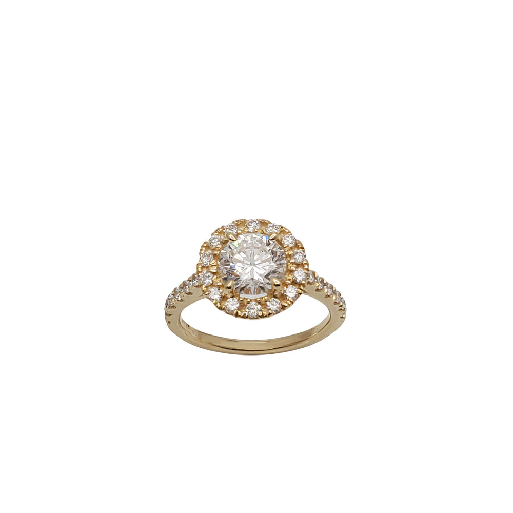 1.35ctw Round Halo Lab Grown Diamond Engagement Ring (14K)