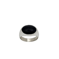Sandblast Finish Black Onyx Oval Signet Ring (Silver)