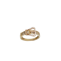 Tricolor Zirconia Belt Buckle Ring (14K)