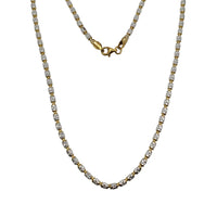 Two Tone Diamond Cut Rice Beads Necklace (Silver & Yellow Silver)