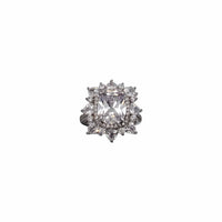 Cushion Zirconia Flower Fancy Ring (Silver)