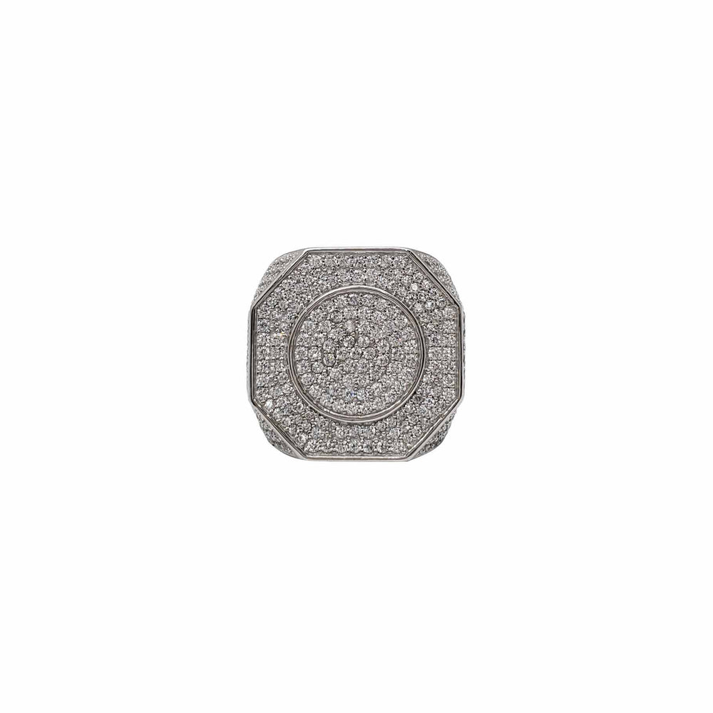 Iced Out Zirconia Hexagon Men's Ring (Silver)