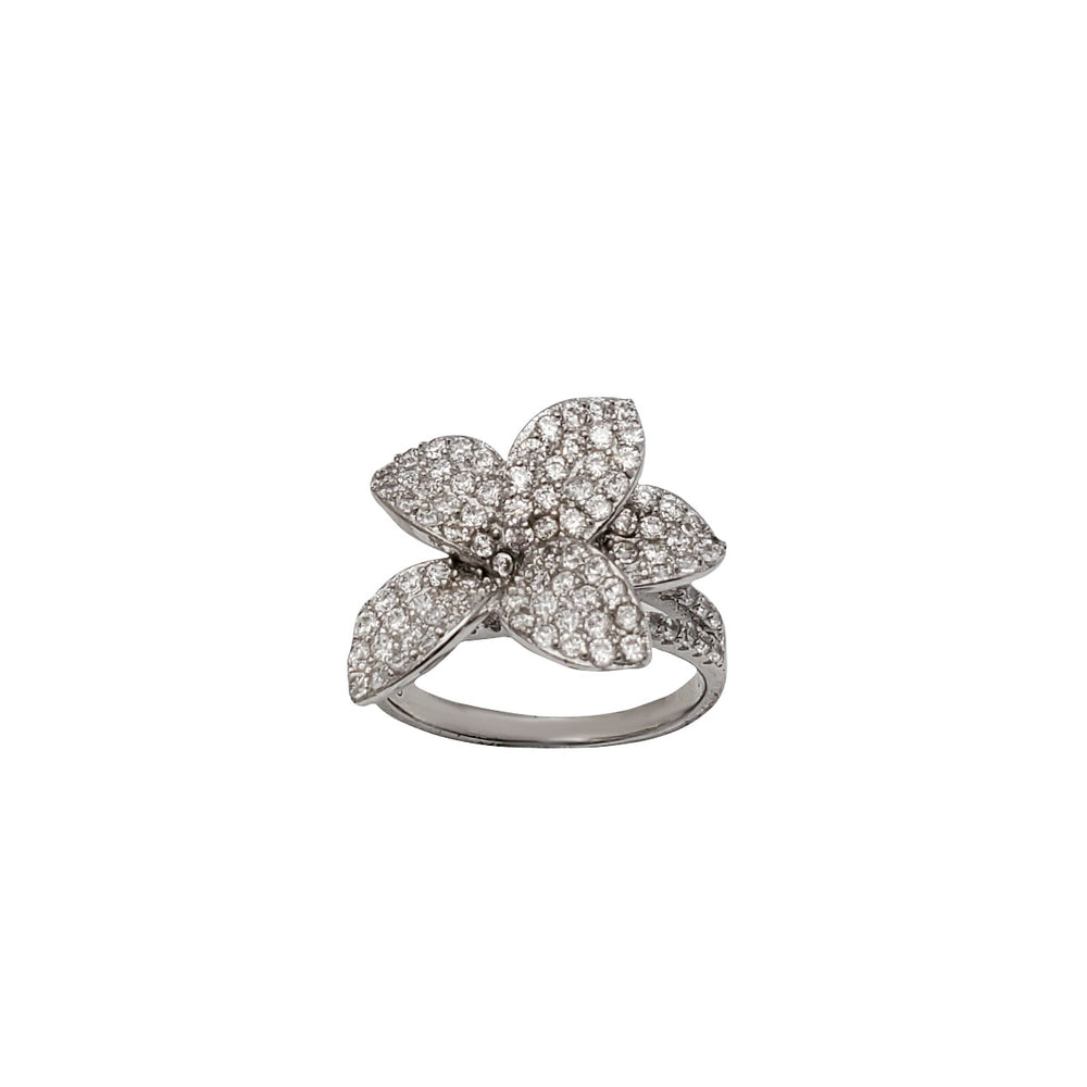Iced Out Zirconia Flower Ring (Silver)
